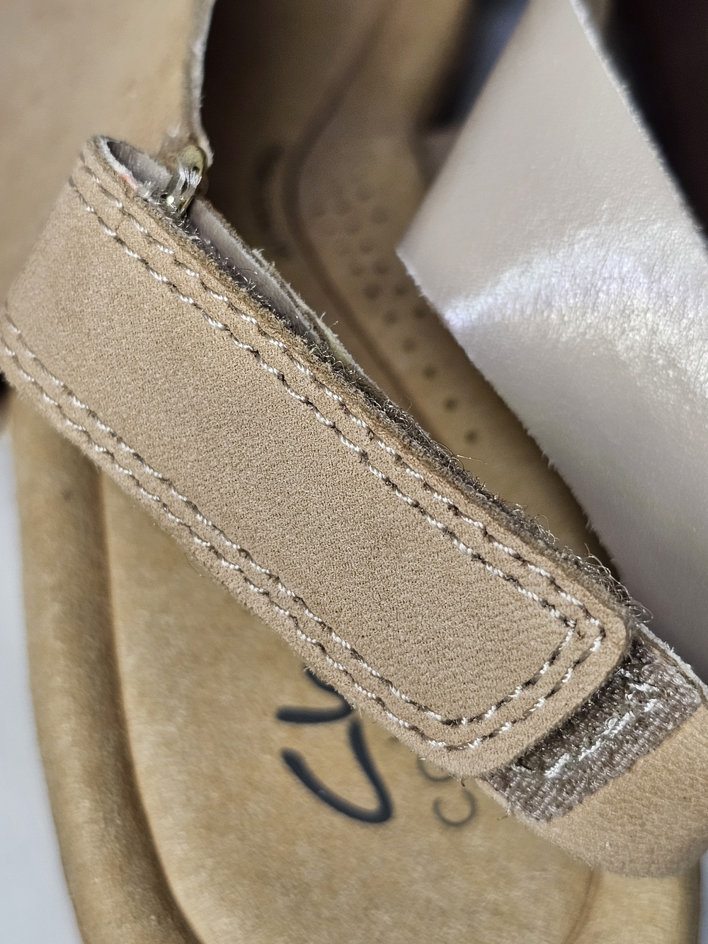 Clarks Annadel Eirwyn Wedge Sandals Size 11W NWT Tan Suede Cork Slingback - Picture 12 of 16